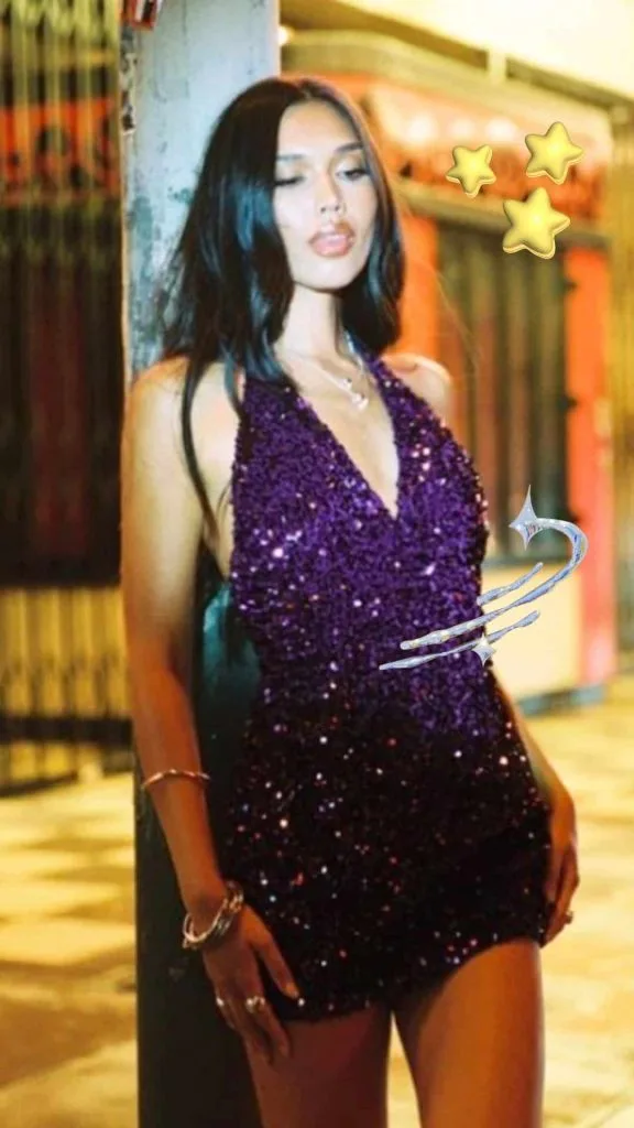 halter glitter dress
