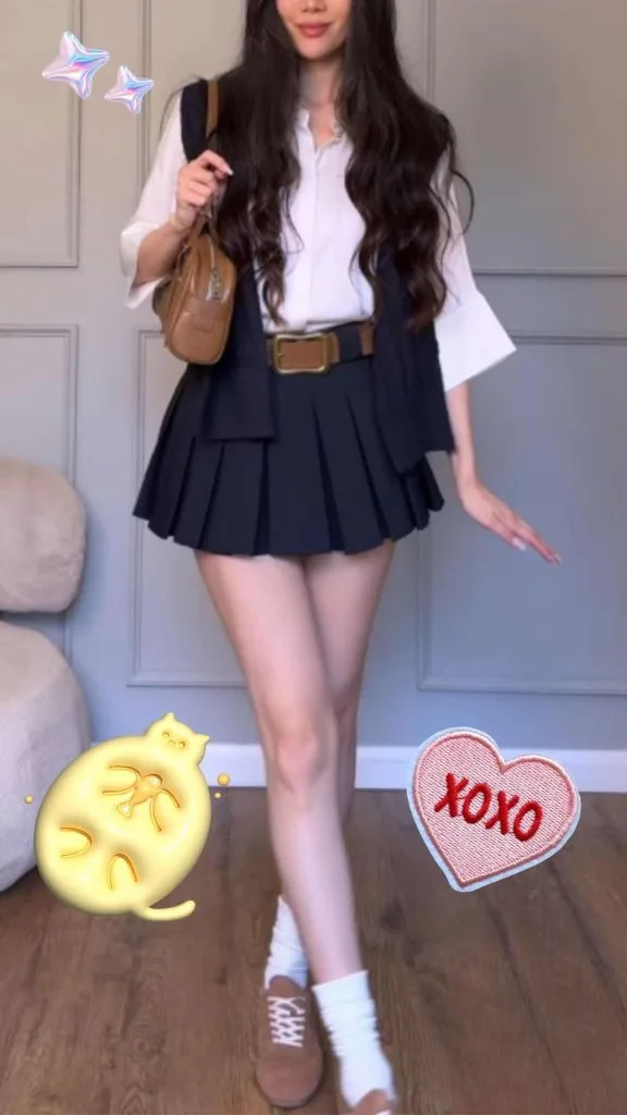 study date outfit pleated skirt