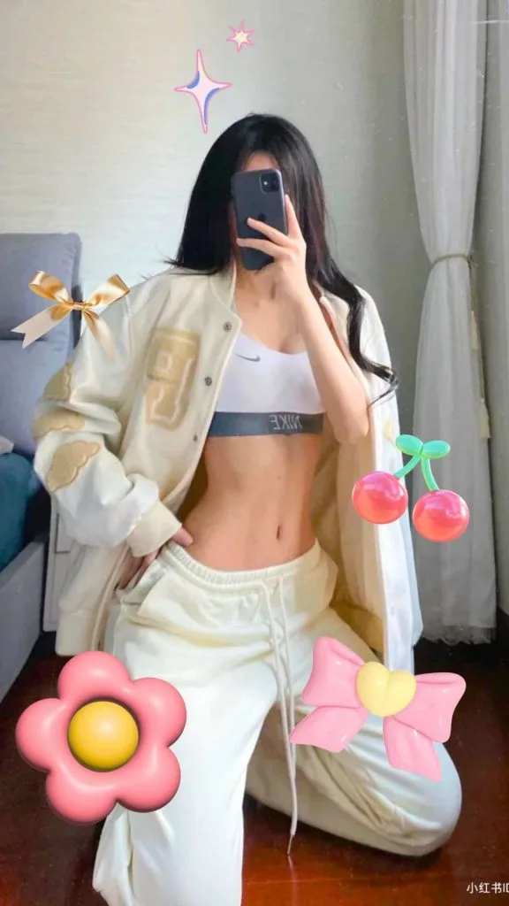 asian high street fashion white sports bra