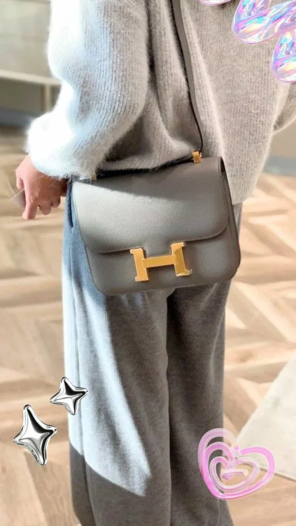 Hermes Constance bag outfit winter monochrome