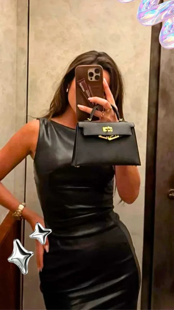 black monochrome outfit Hermes kelly