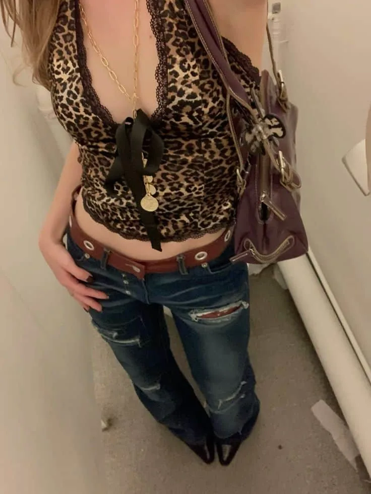 leopard aesthetic outfit with belt