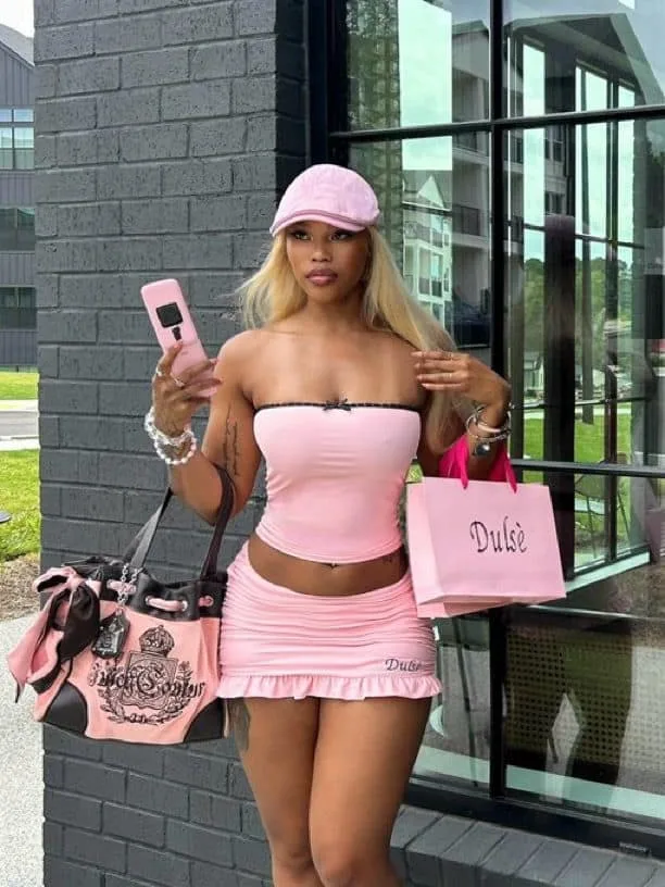 bimbocore outfits pink black girl
