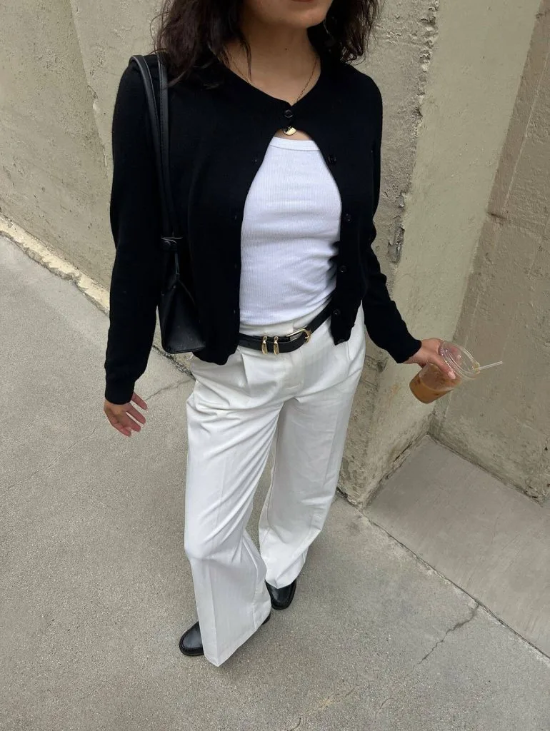 Cardigan Tank Wide-Leg Trousers uni students outfit ideas