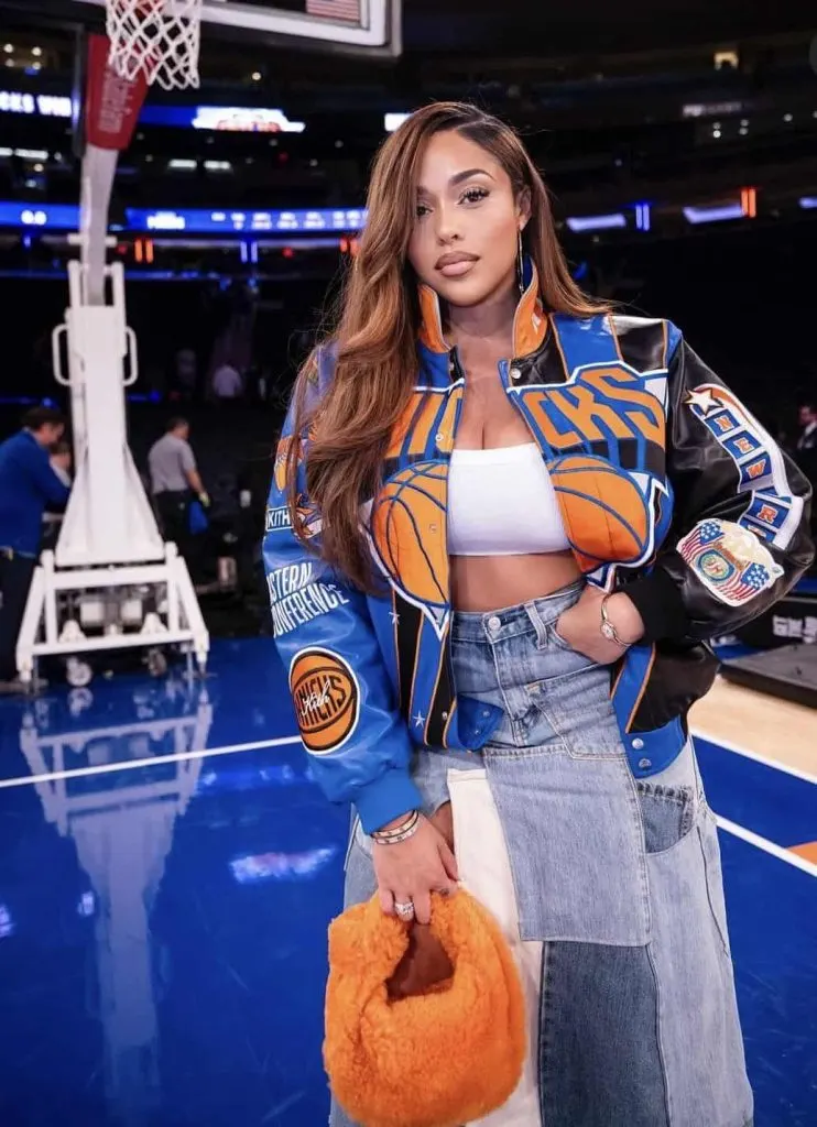 white tube top and statement jacket outfits nba