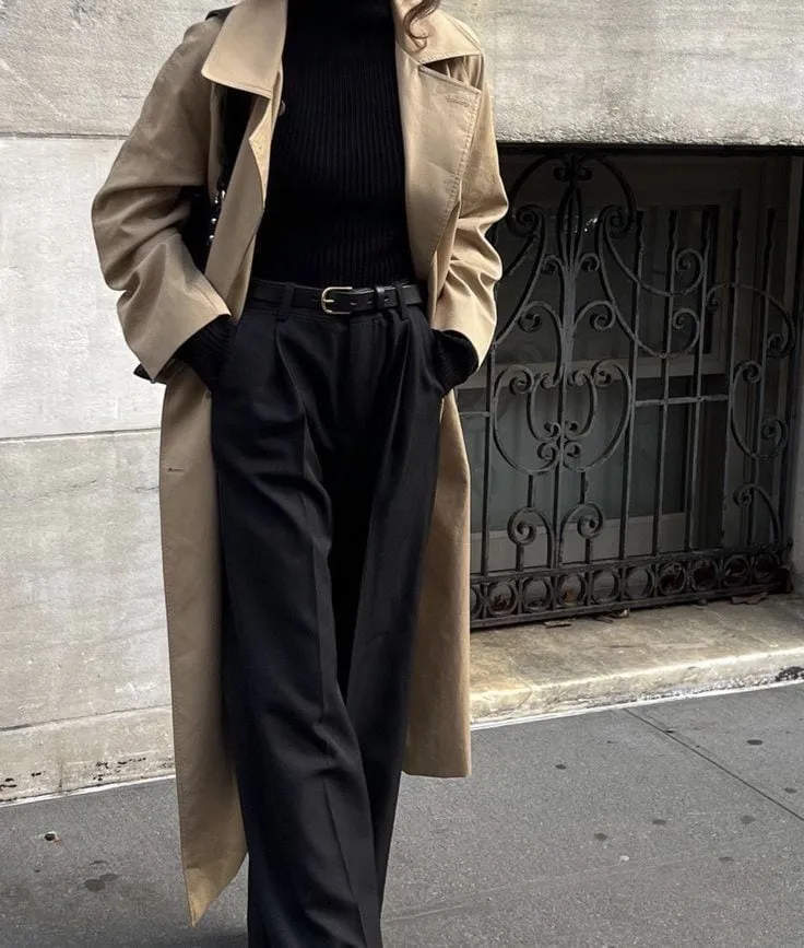 clean girl outfit fall inspo trench coat