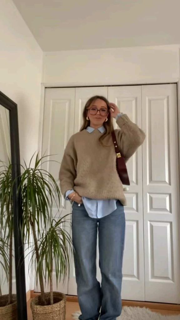 collared shirt layering outfit