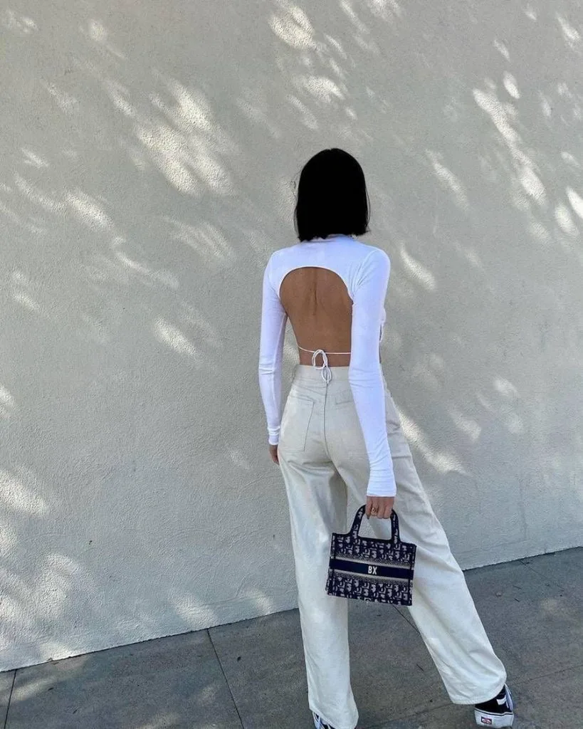open back top outfits all white