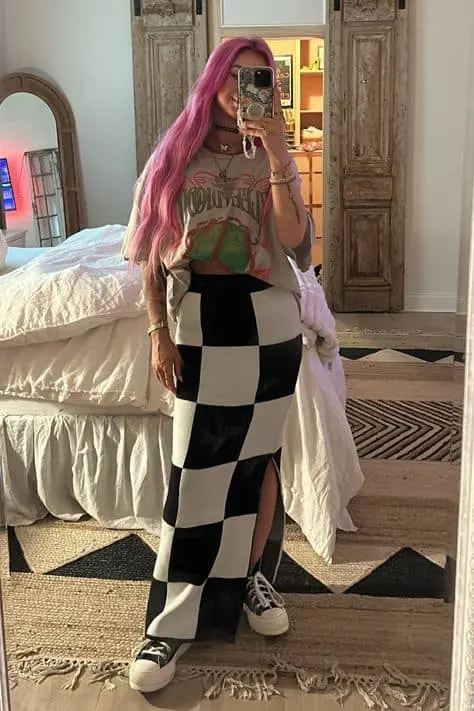 punk rock checkered board outfit