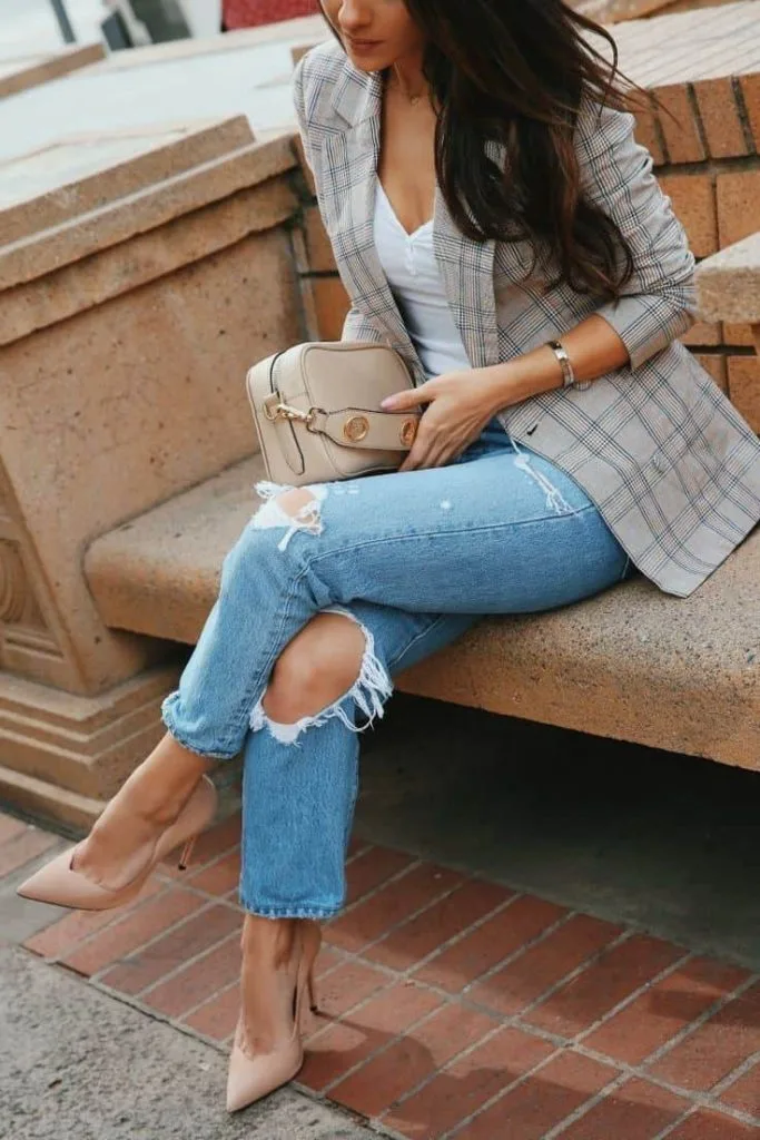 basic quick outfits jeans and blazer everyday outfit idea