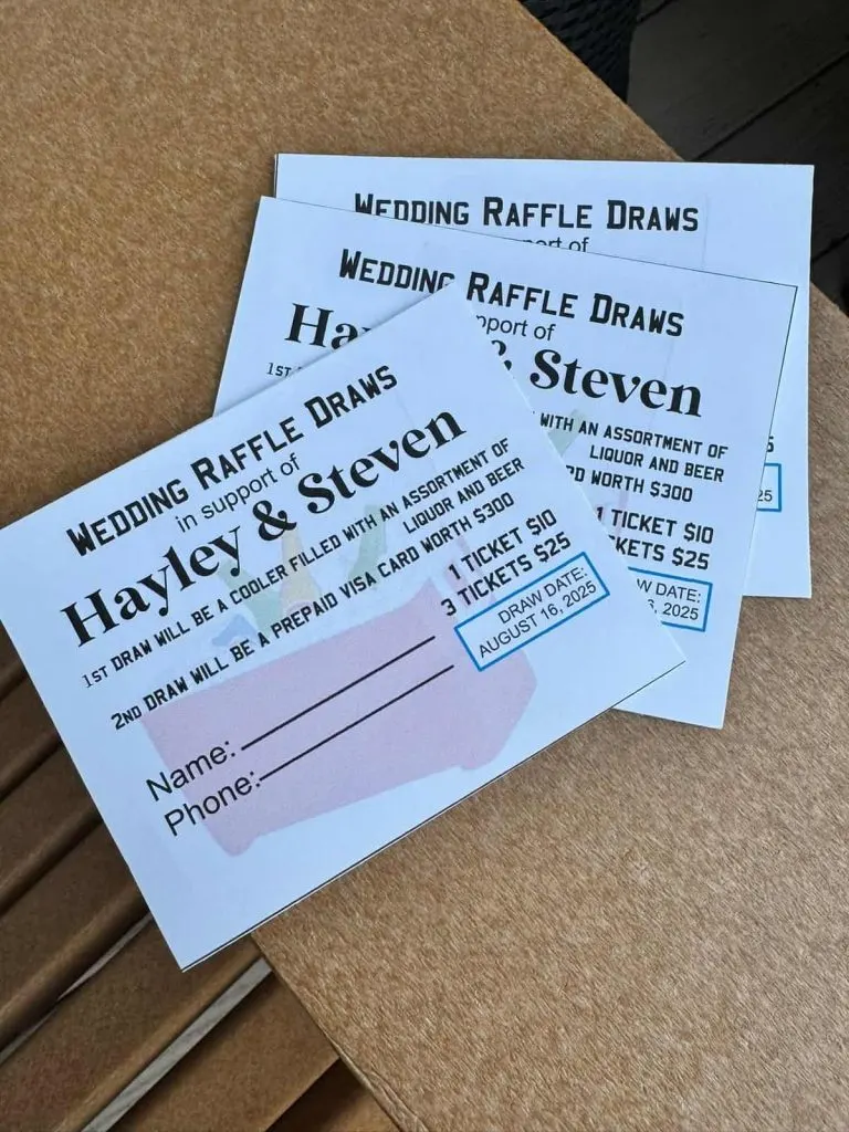 Wedding Lottery raise money for wedding