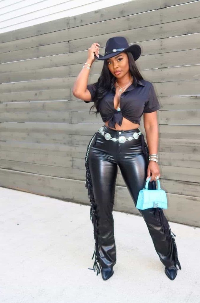 western outfit black women all-black outfit