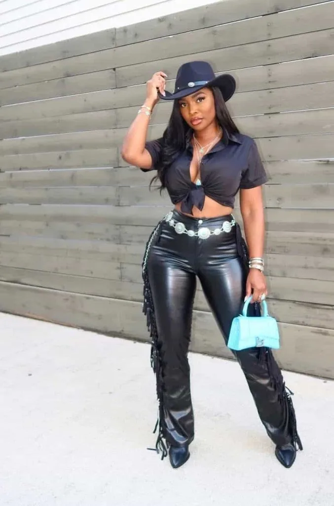 western outfit black women all-black outfit