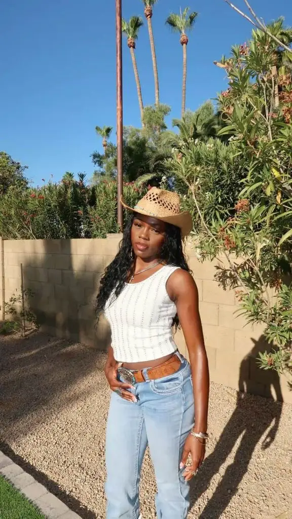 western outfit black women jeans