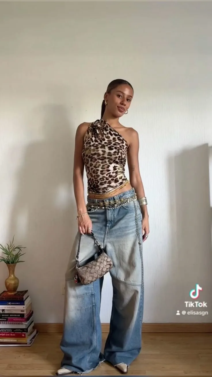 What to wear with cheetah print top with jeans