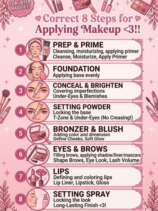 correct ways to Apply makeup steps