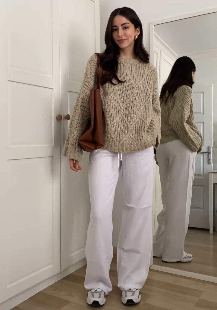The loose pants and soft sweater combo to doctor appointment