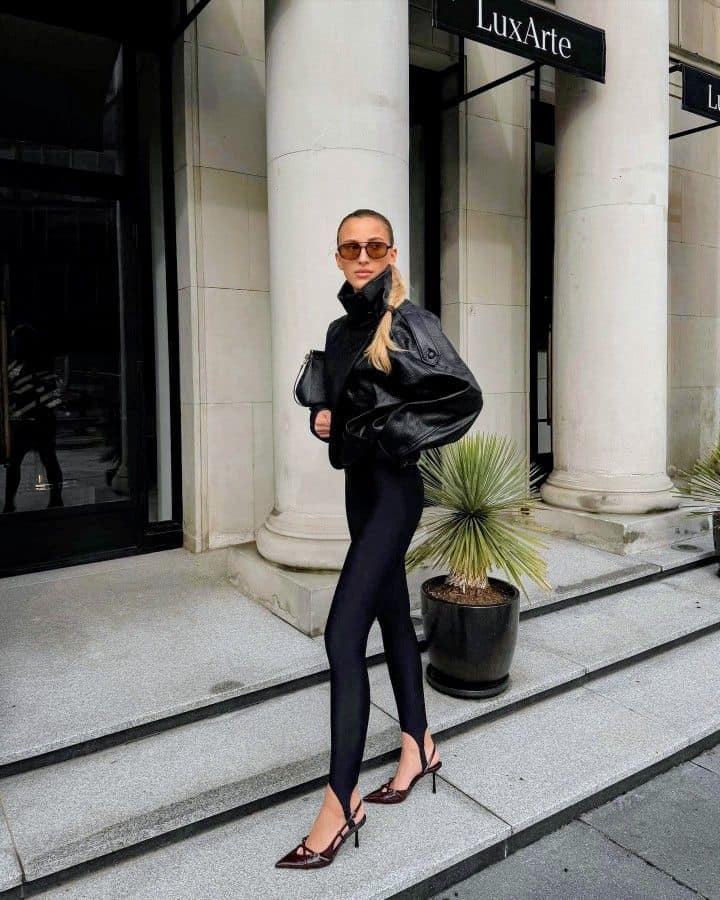 stirrup pants outfit all black