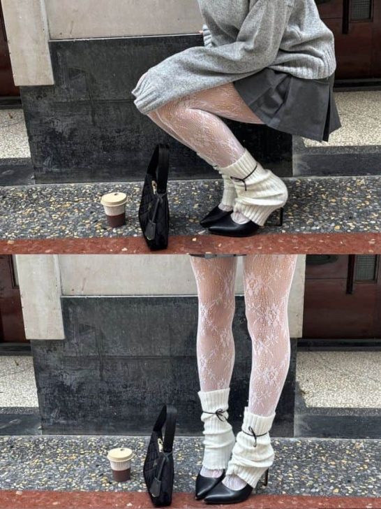 lace tights with leg warmers