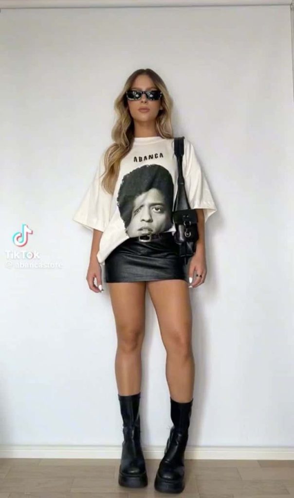 Leather Shorts and Oversized Graphic Tee