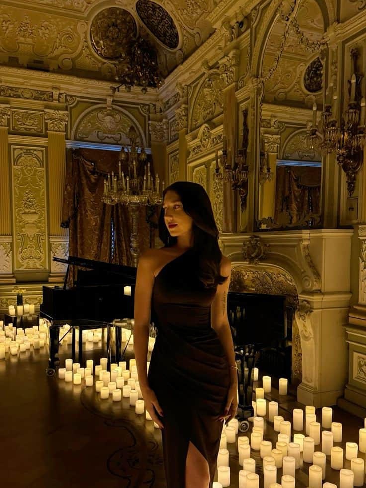 candlelight concert outfit ideas velvet dress