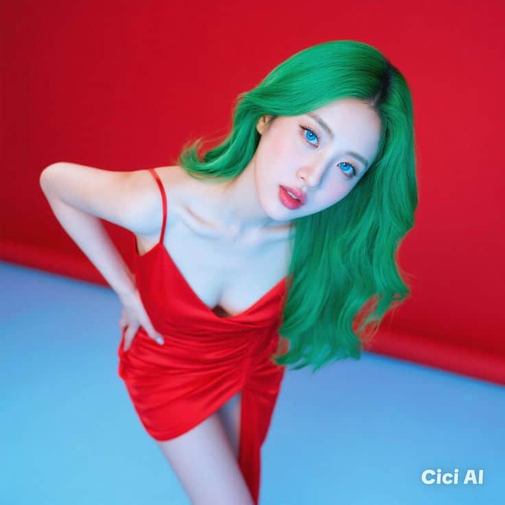 What to wear with green hair with red dress